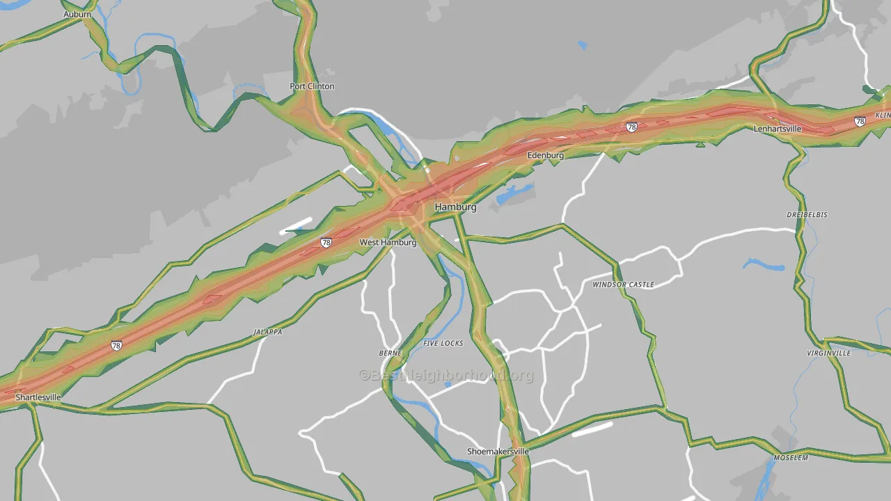 19526, PA Map of Noise Levels in 19526