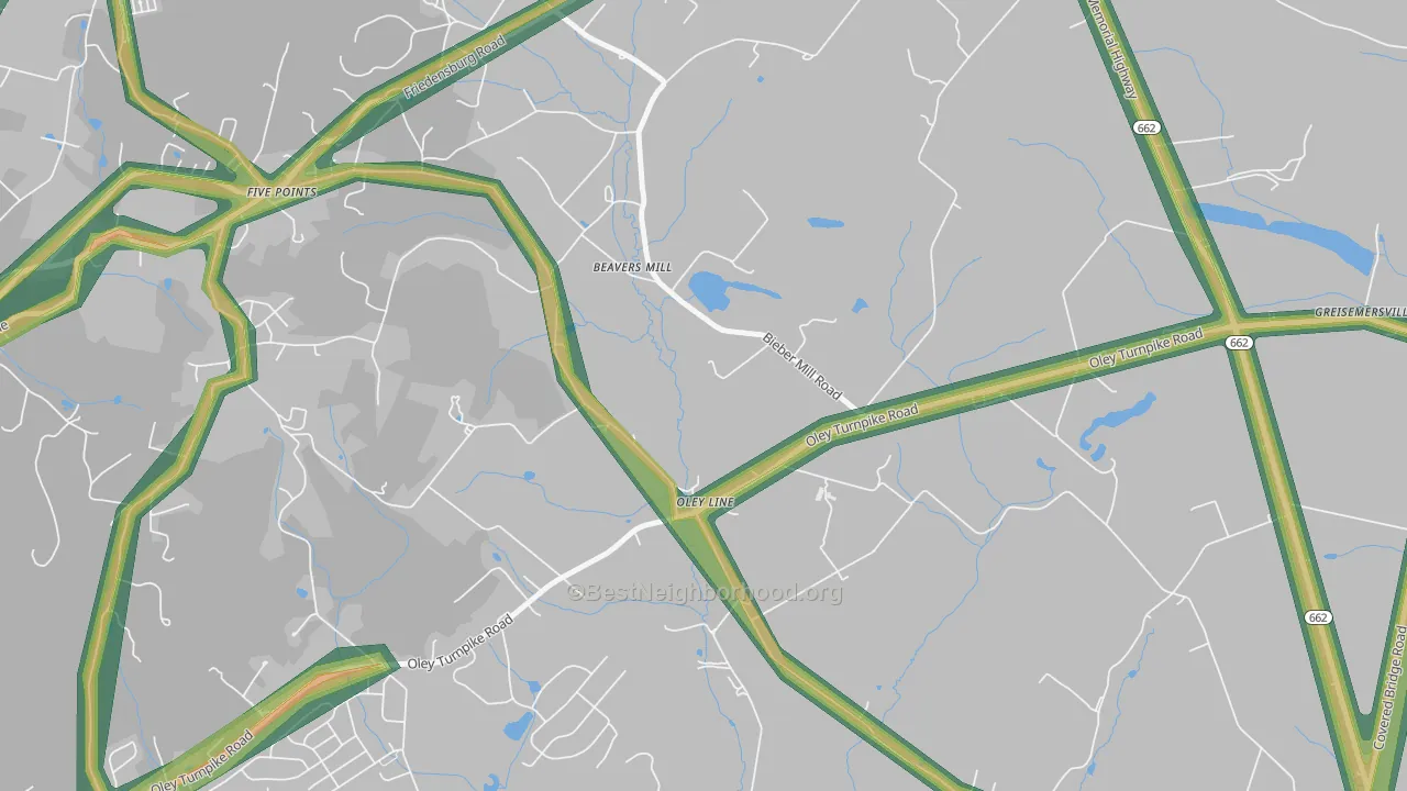 19535, PA Map of Noise Levels in 19535