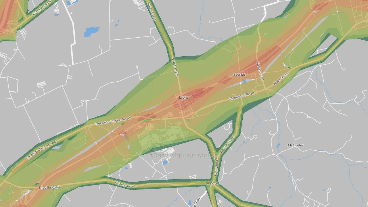 19536, PA Map of Noise Levels in 19536