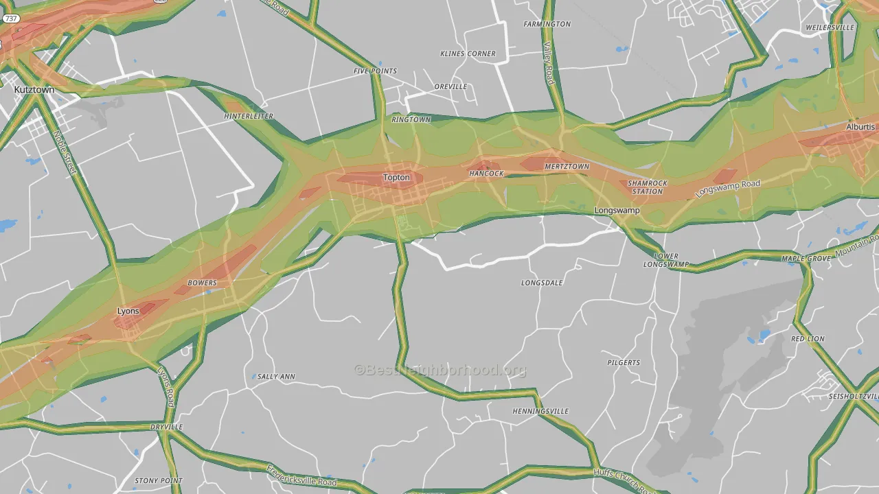 19539, PA Map of Noise Levels in 19539