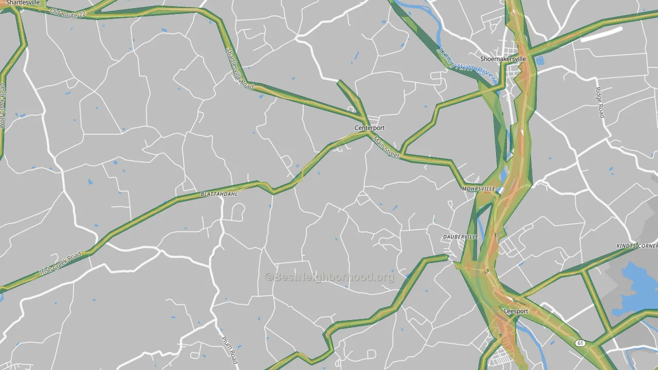 19541, PA Map of Noise Levels in 19541