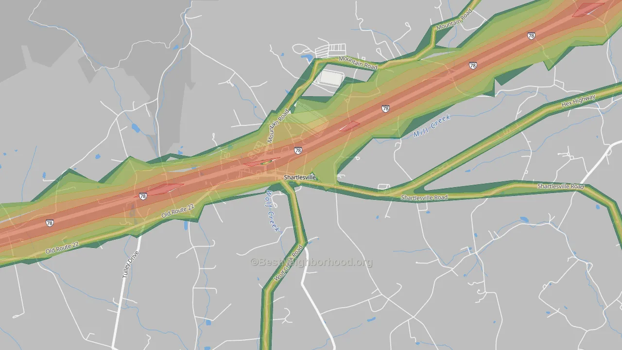 19554, PA Map of Noise Levels in 19554