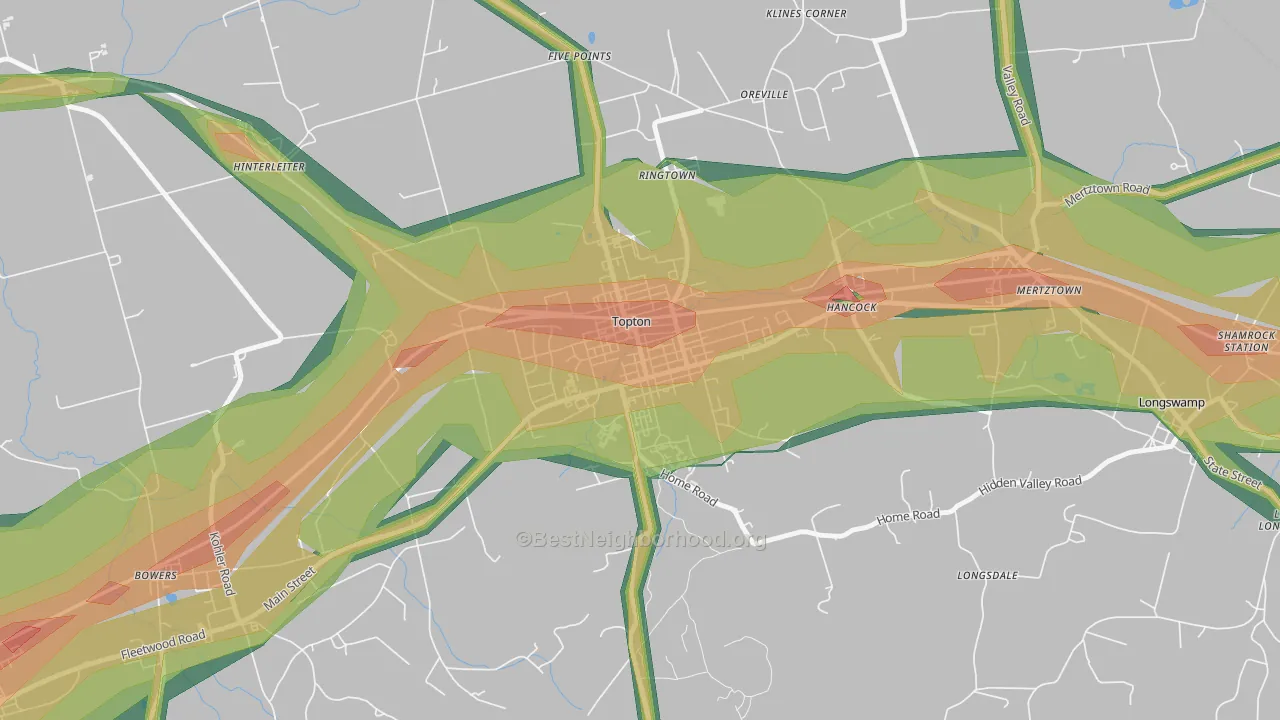 19562, PA Map of Noise Levels in 19562