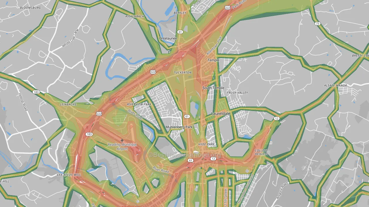 19605, PA Map of Noise Levels in 19605