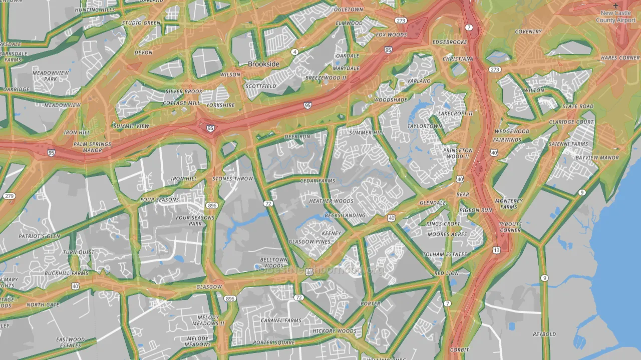 19702, DE Map of Noise Levels in 19702