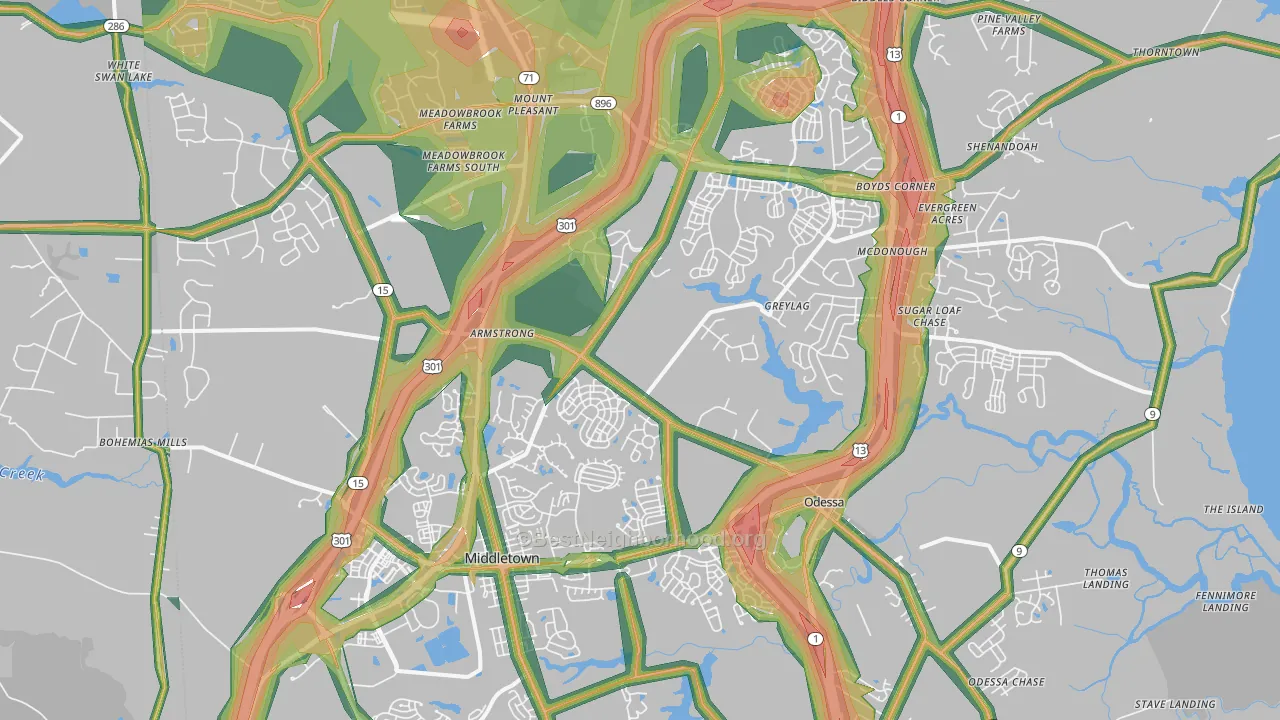 19709, DE Map of Noise Levels in 19709