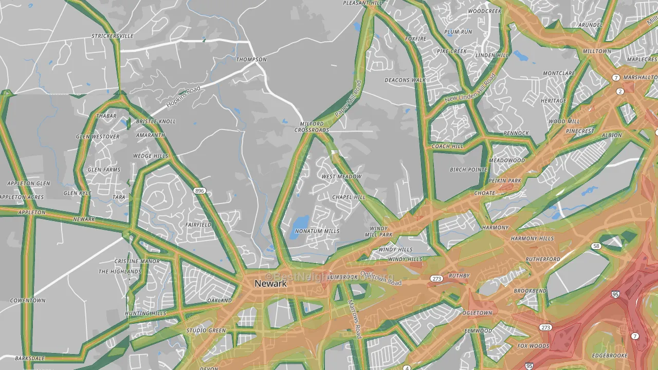 19711, DE Map of Noise Levels in 19711