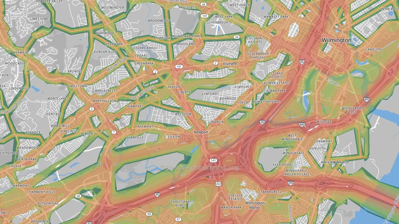 19804, DE Map of Noise Levels in 19804