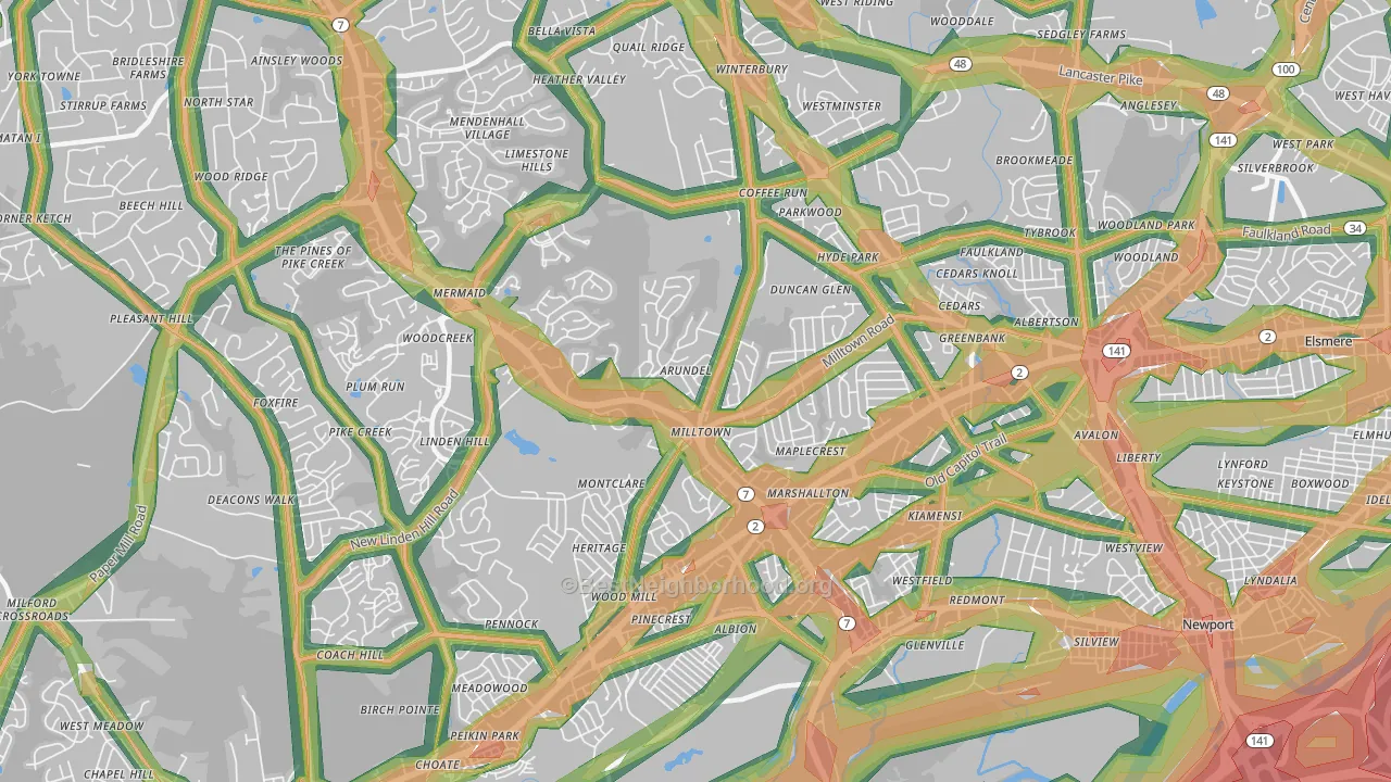 19808, DE Map of Noise Levels in 19808