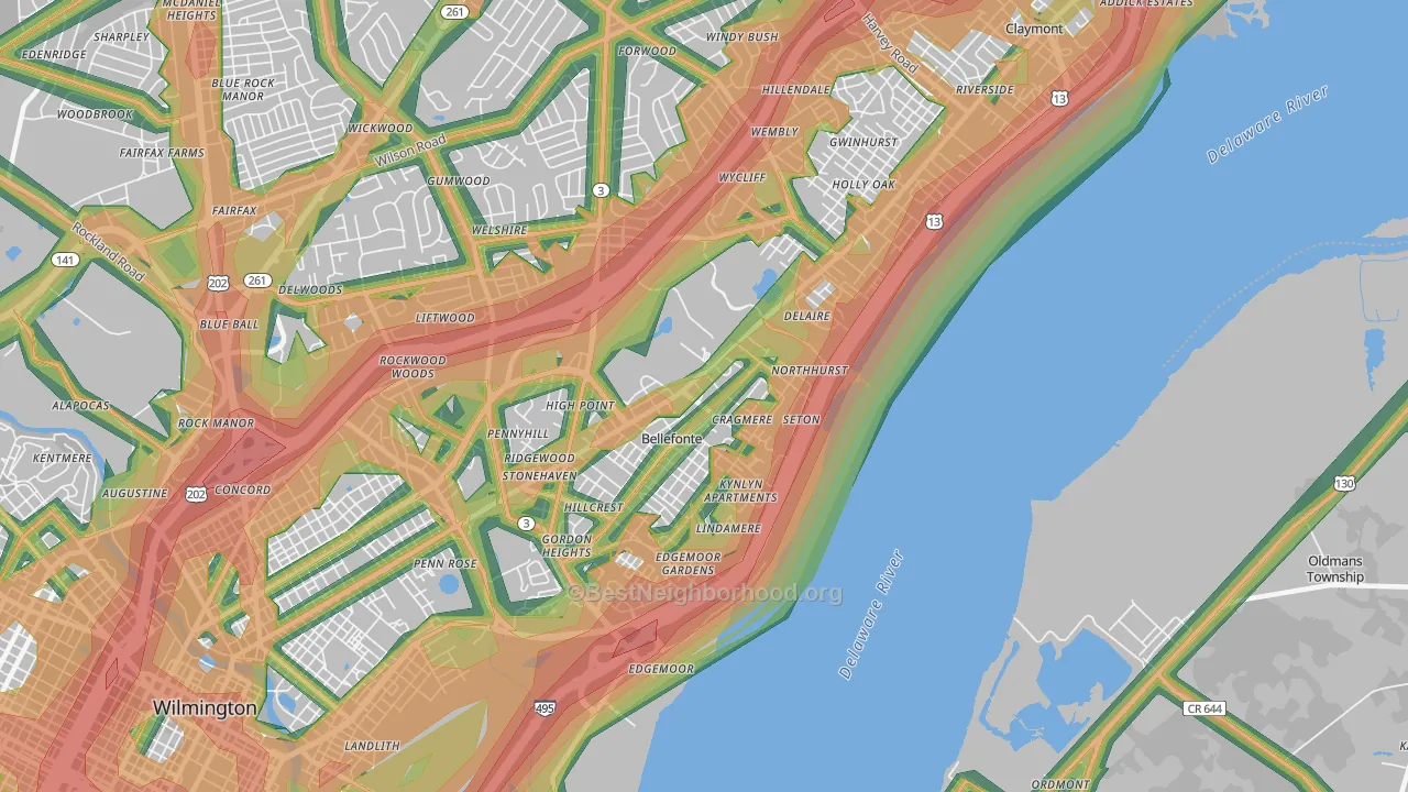 19809, DE Map of Noise Levels in 19809