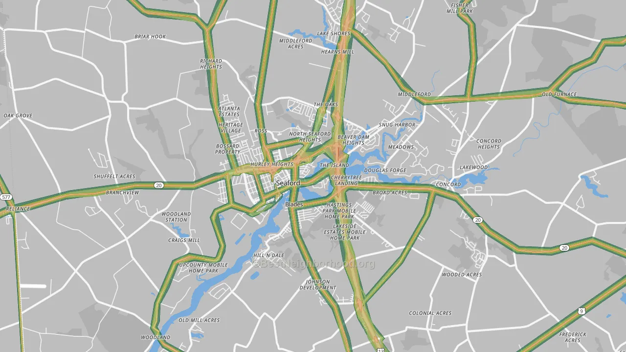19973, DE Map of Noise Levels in 19973