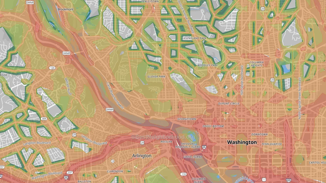 20007, DC Map of Noise Levels in 20007