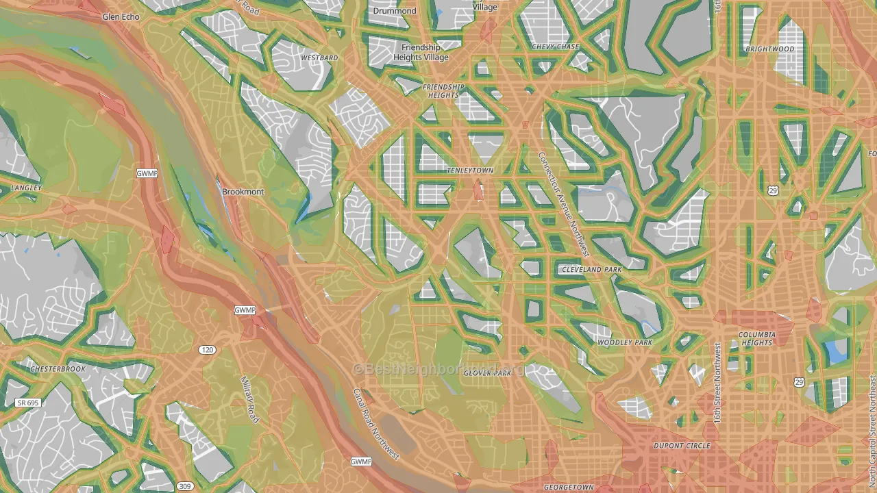 20016, DC Map of Noise Levels in 20016