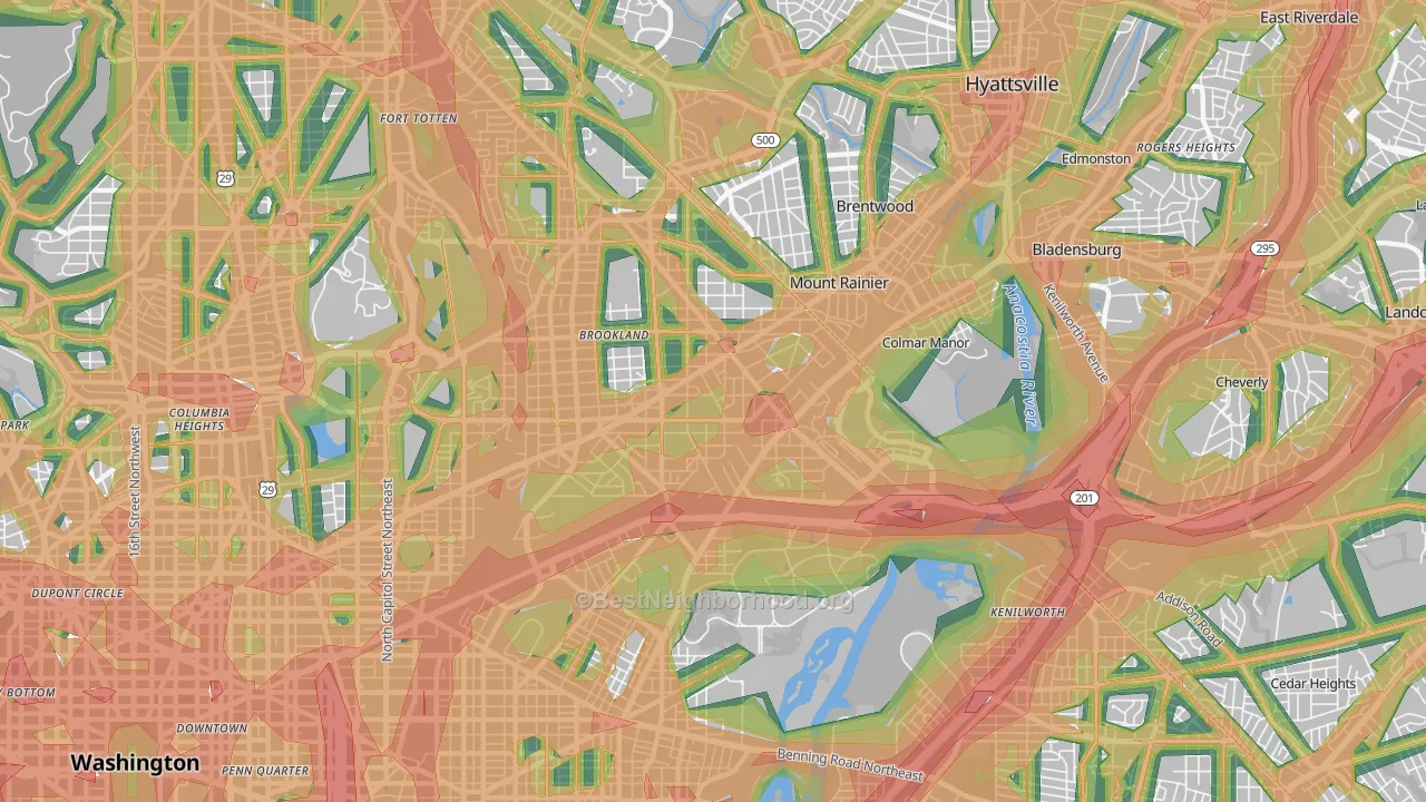 20018, DC Map of Noise Levels in 20018