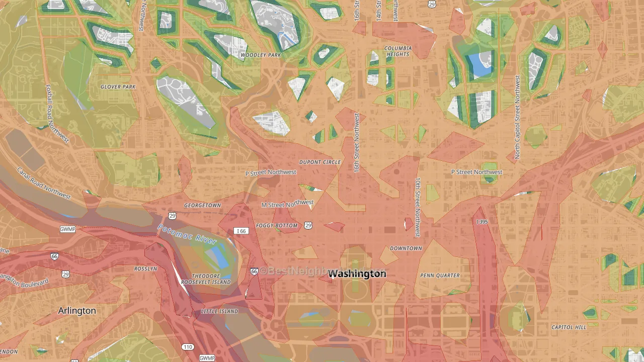 20036, DC Map of Noise Levels in 20036