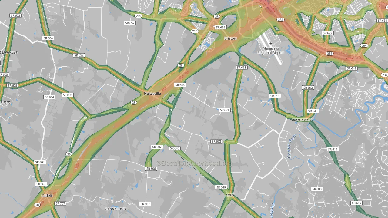 20181, VA Map of Noise Levels in 20181