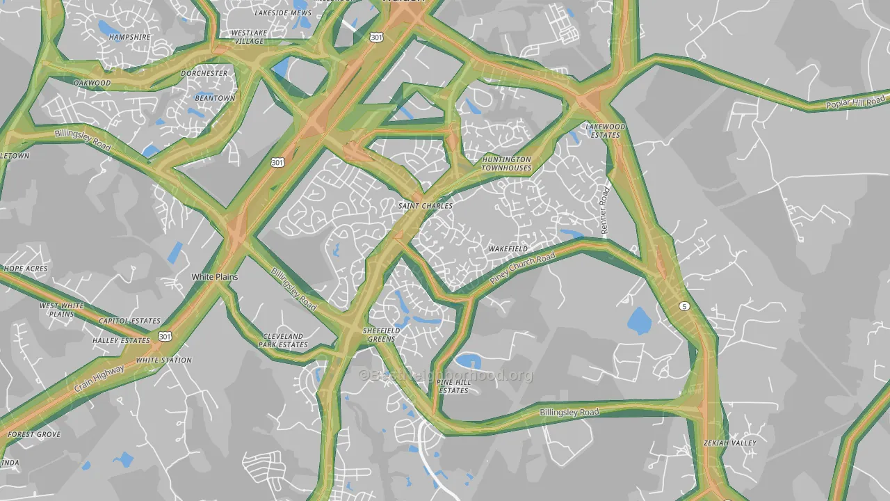 20602, MD Map of Noise Levels in 20602