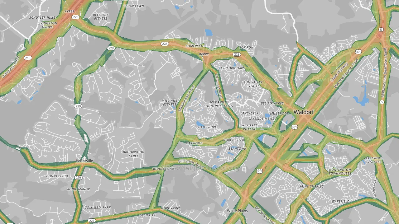 20603, MD Map of Noise Levels in 20603