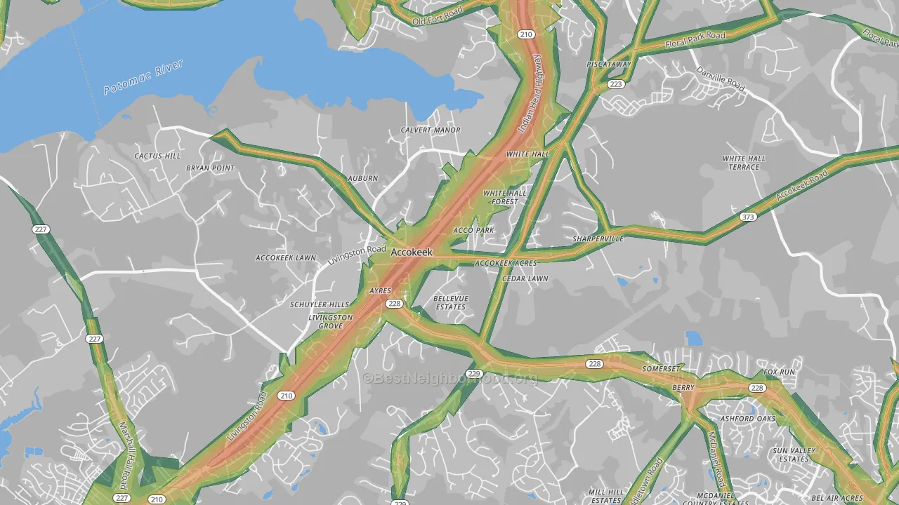 20607, MD Map of Noise Levels in 20607