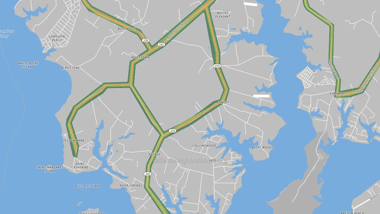 20609, MD Map of Noise Levels in 20609