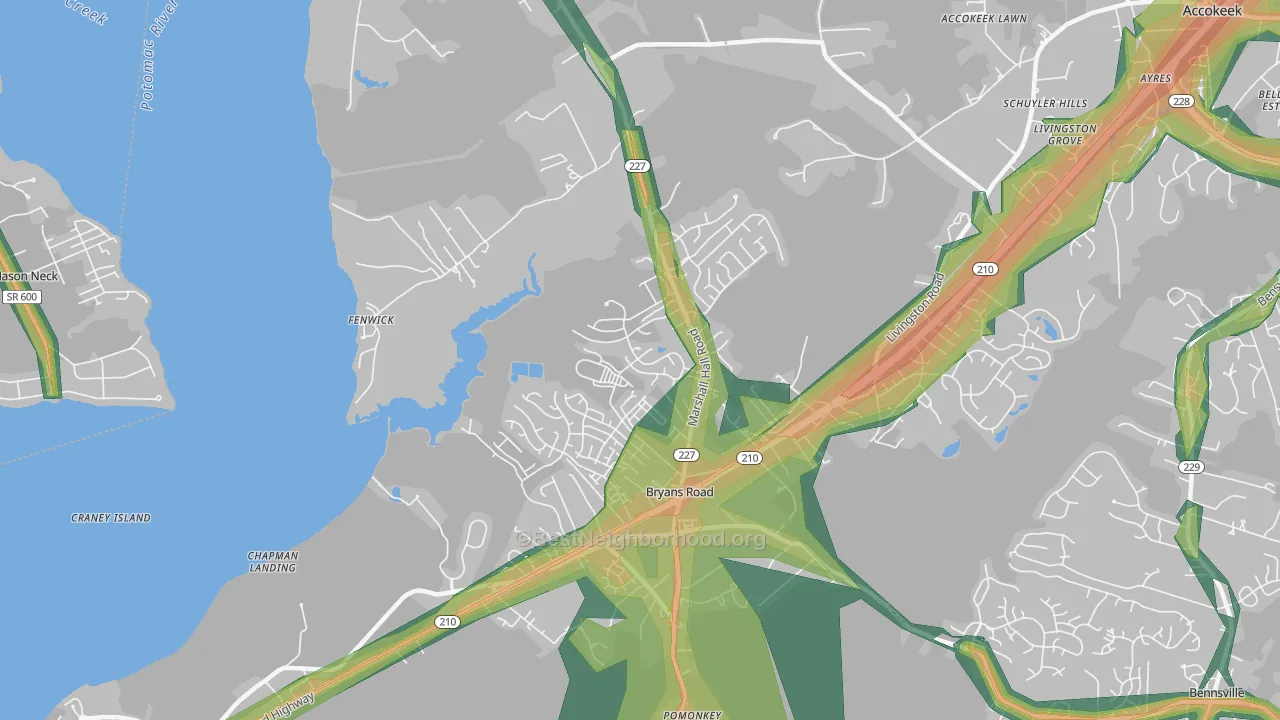 20616, MD Map of Noise Levels in 20616