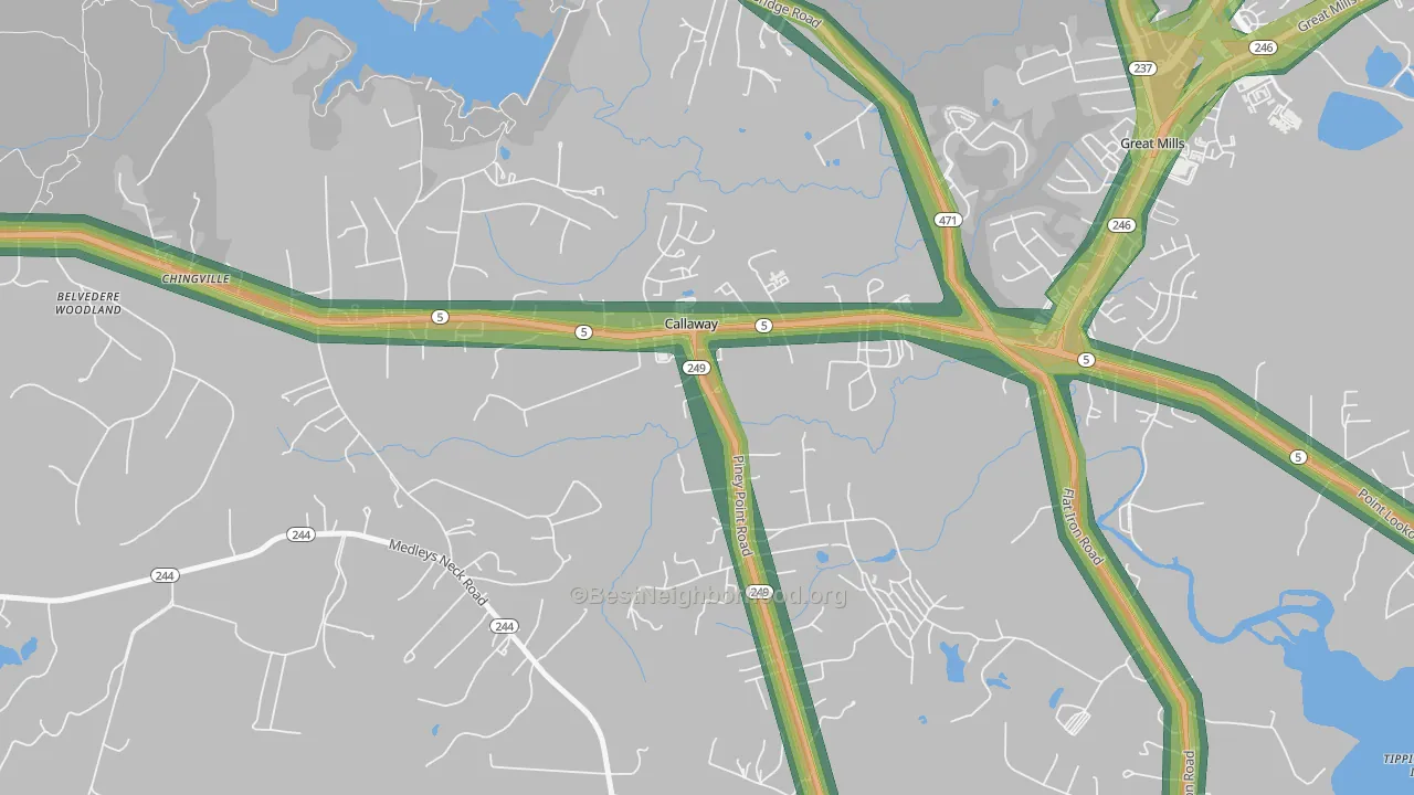 20620, MD Map of Noise Levels in 20620