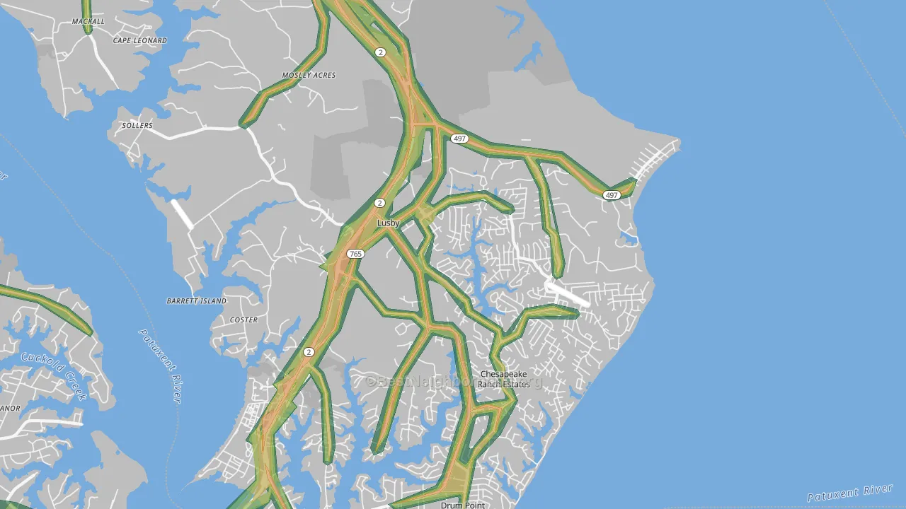 20657, MD Map of Noise Levels in 20657