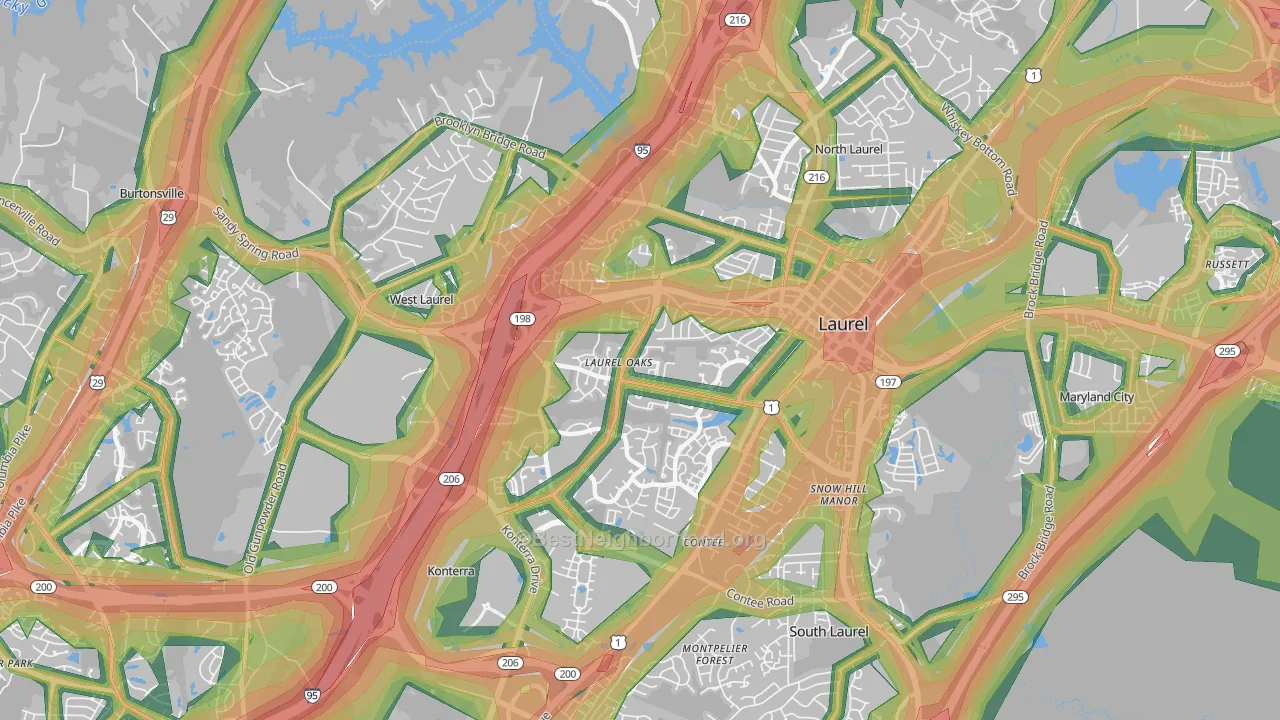 20707, MD Map of Noise Levels in 20707