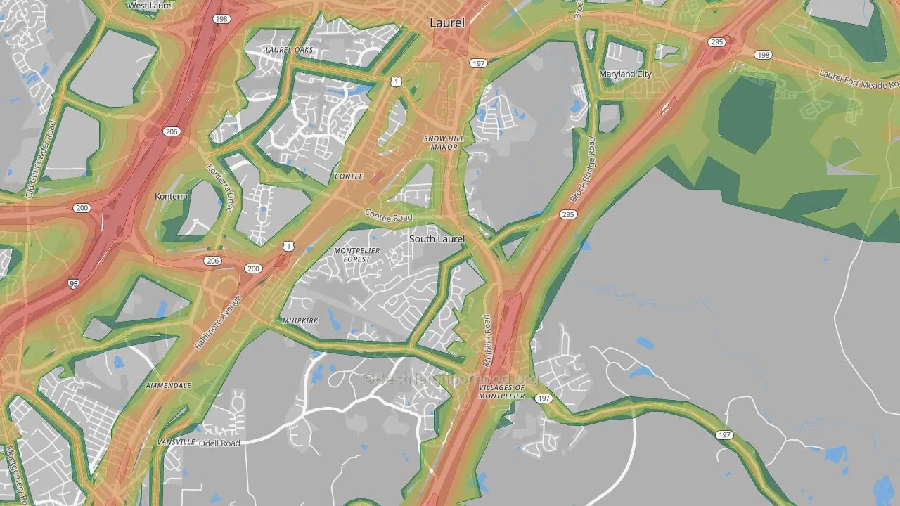 20708, MD Map of Noise Levels in 20708