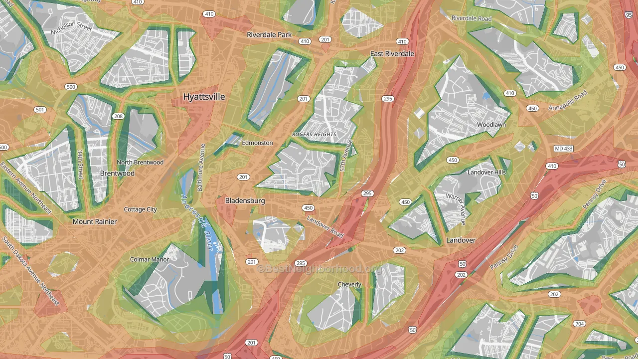 20710, MD Map of Noise Levels in 20710