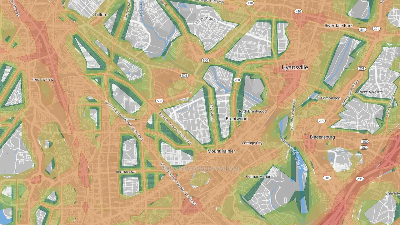 20712, MD Map of Noise Levels in 20712