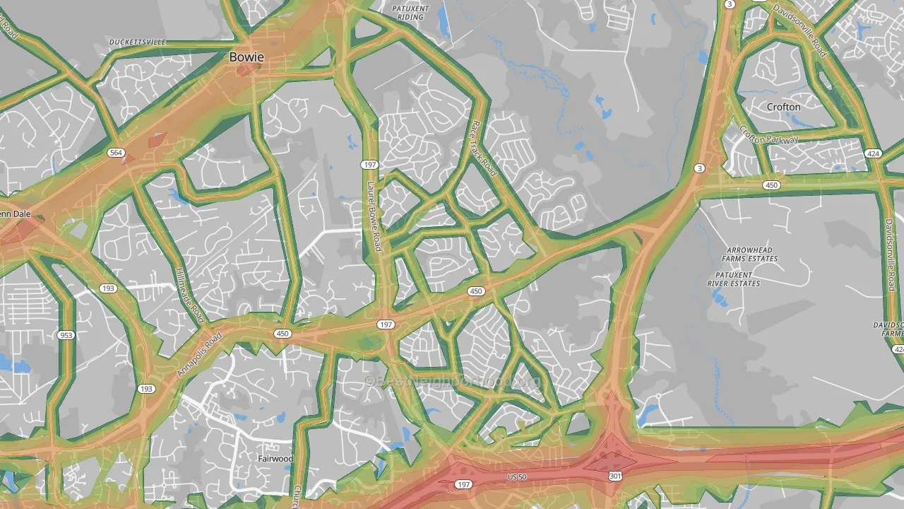 20715, MD Map of Noise Levels in 20715