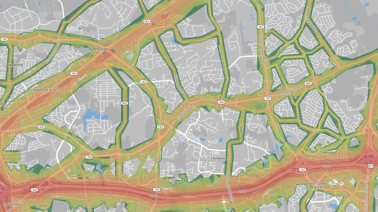 20720, MD Map of Noise Levels in 20720