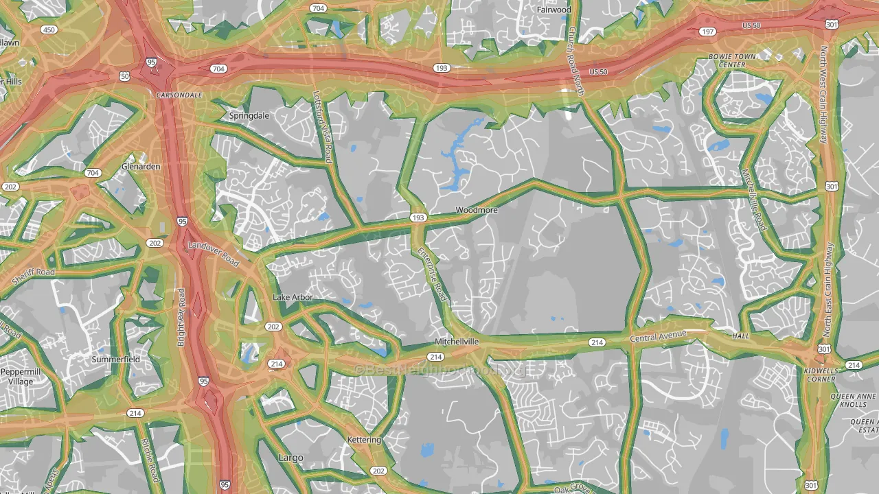 20721, MD Map of Noise Levels in 20721