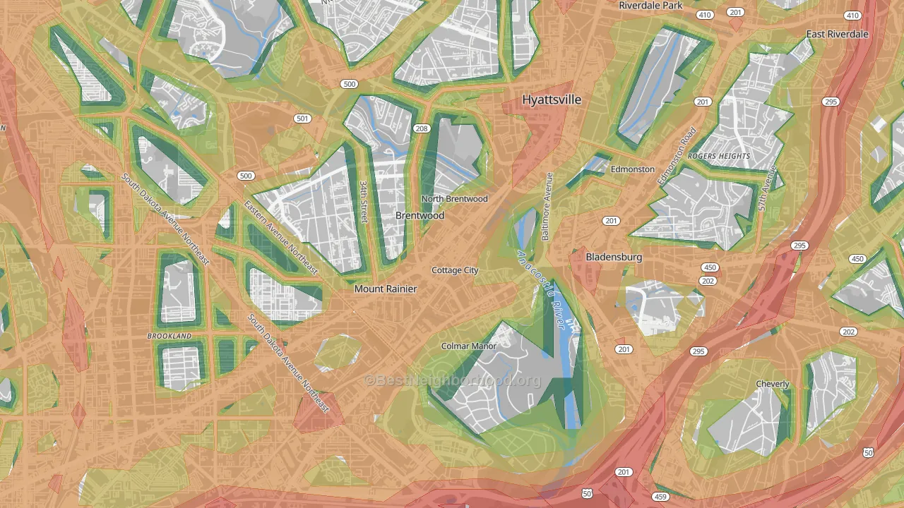 20722, MD Map of Noise Levels in 20722