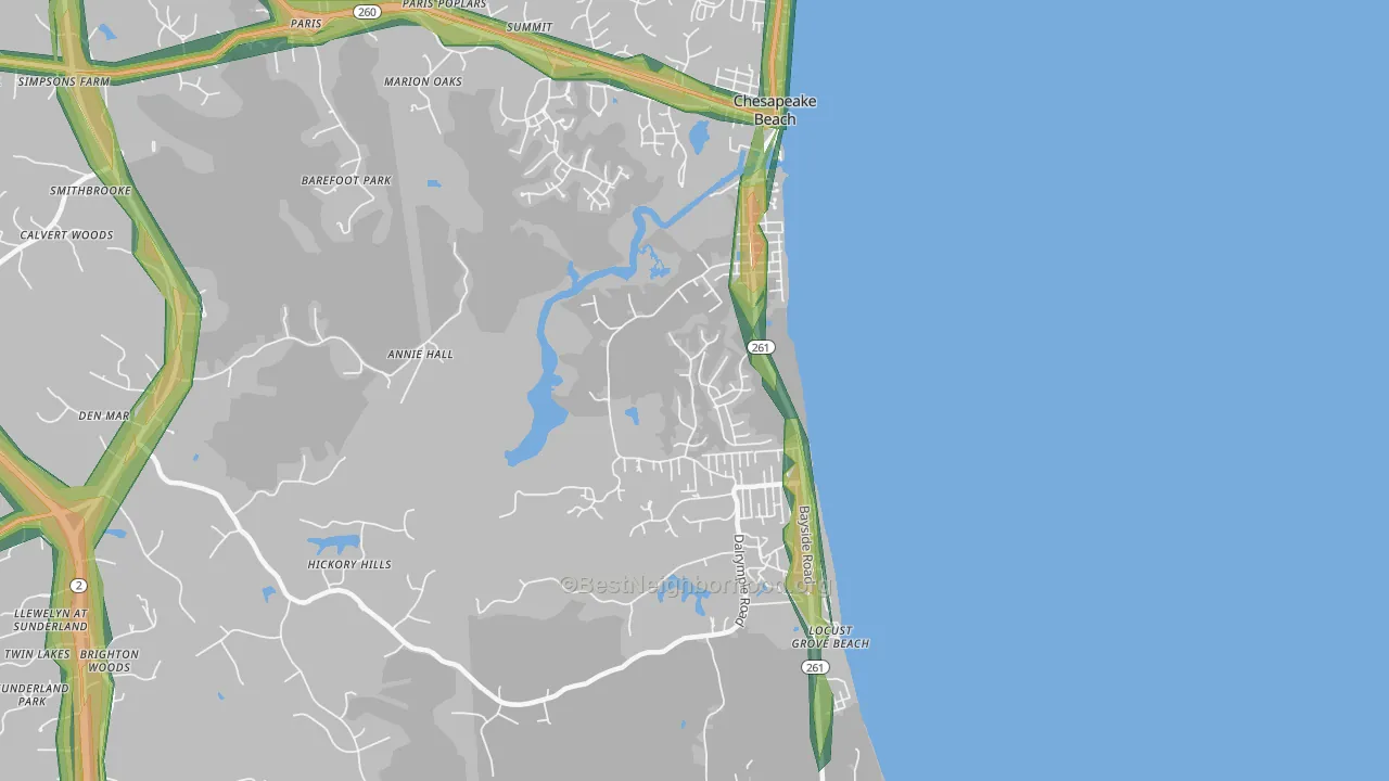 20732, MD Map of Noise Levels in 20732