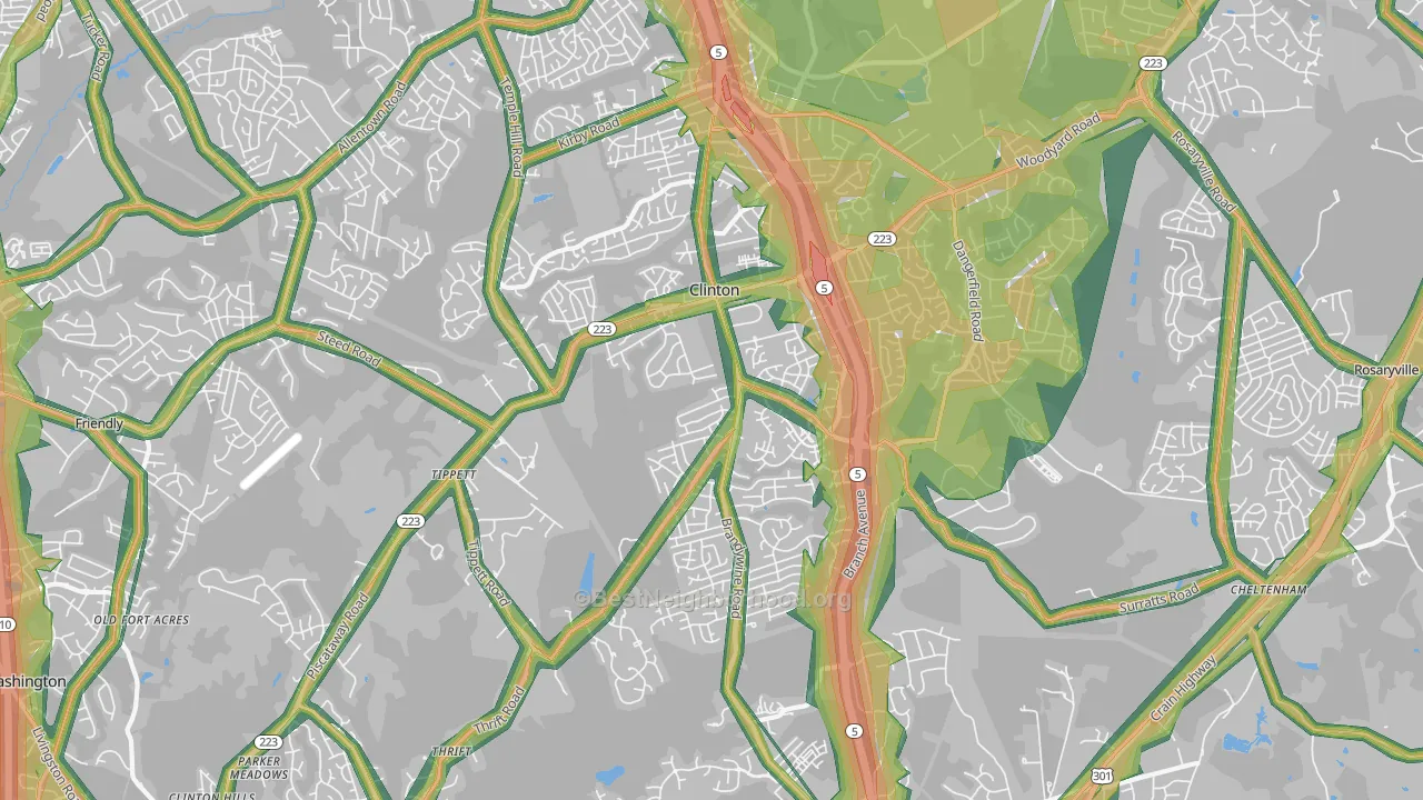 20735, MD Map of Noise Levels in 20735