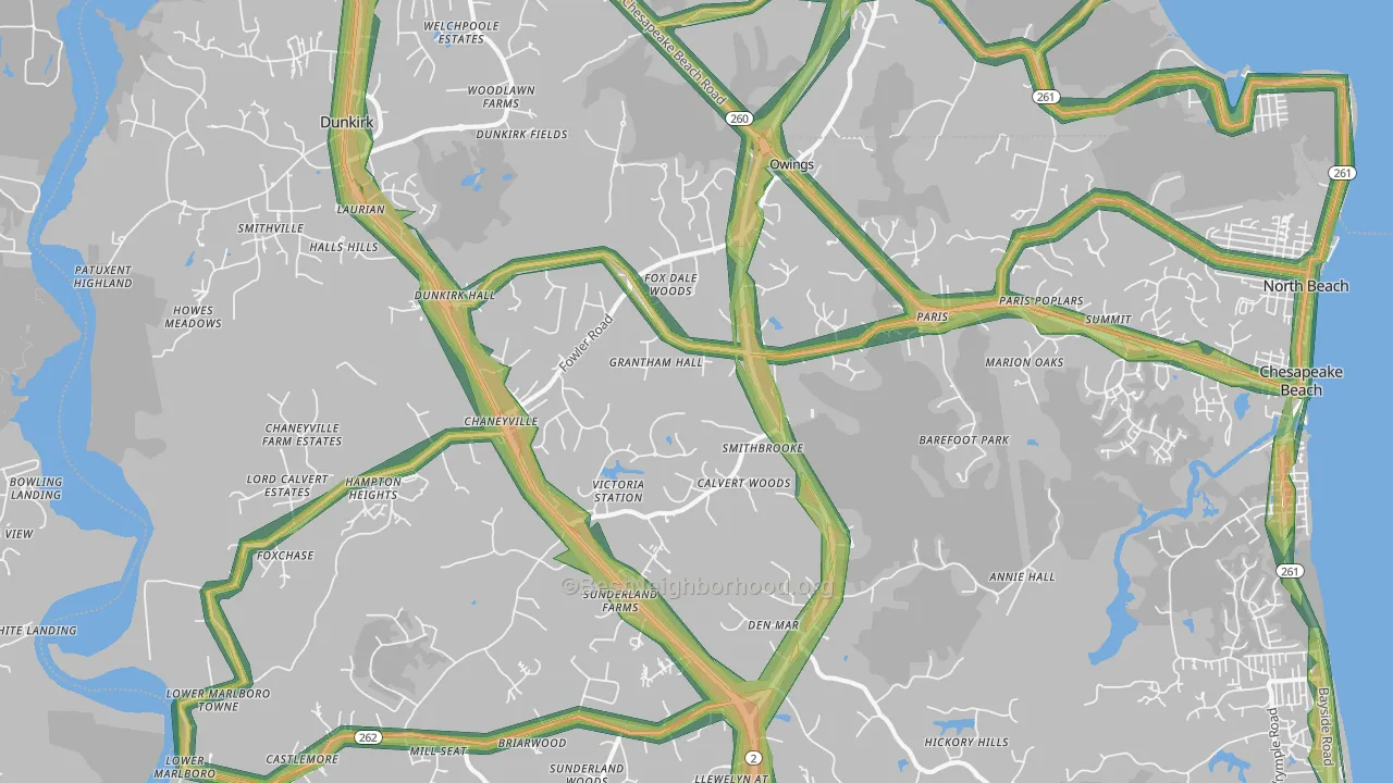 20736, MD Map of Noise Levels in 20736