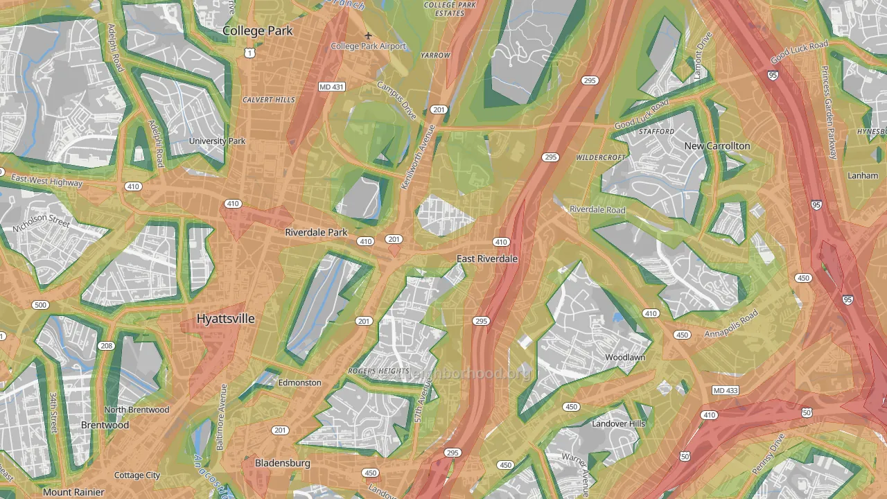20737, MD Map of Noise Levels in 20737