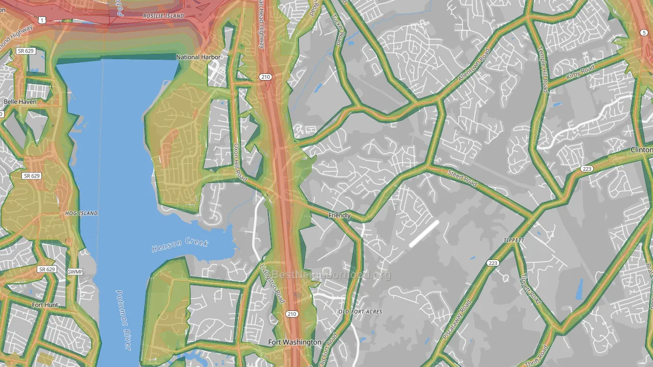 20744, MD Map of Noise Levels in 20744