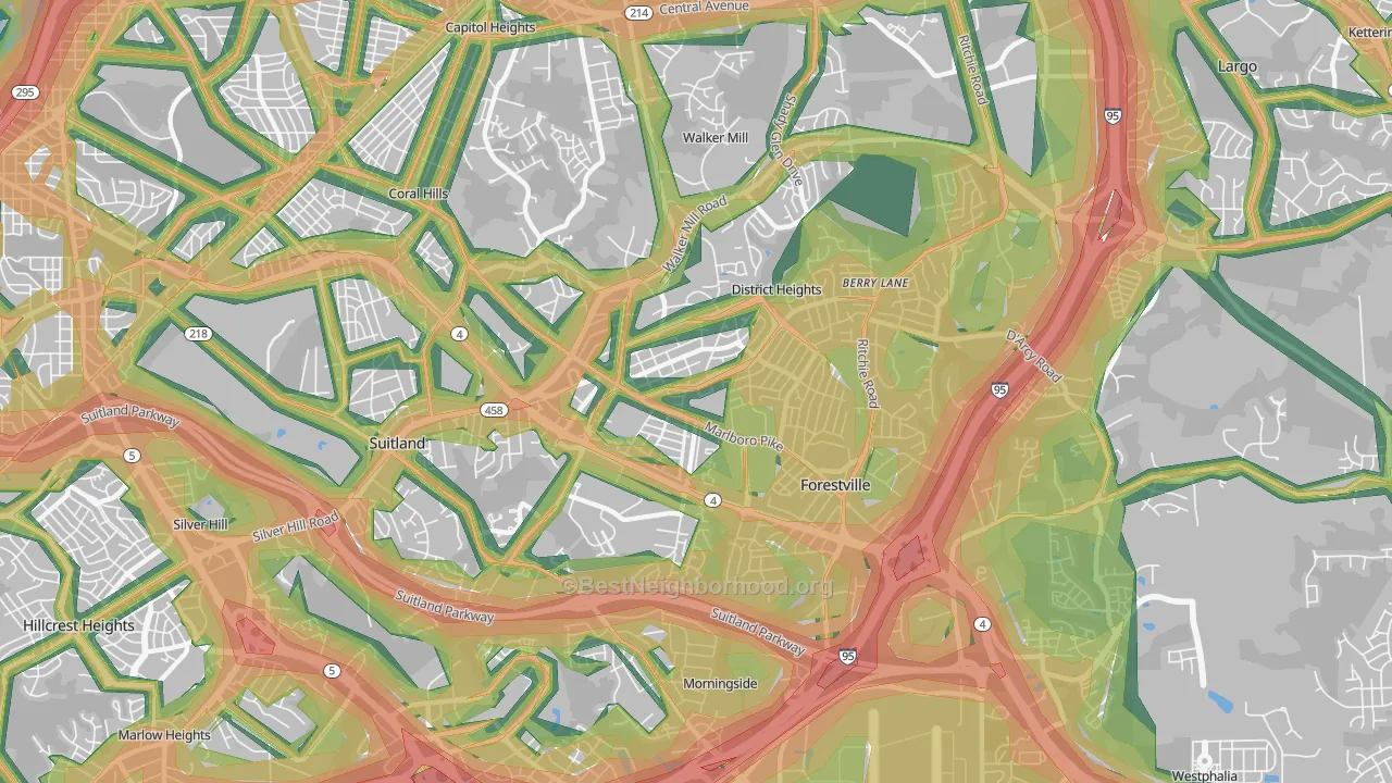 20747, MD Map of Noise Levels in 20747