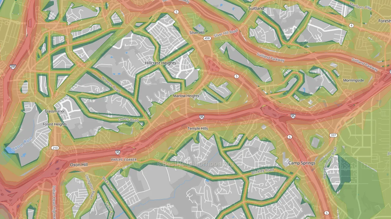 20748, MD Map of Noise Levels in 20748