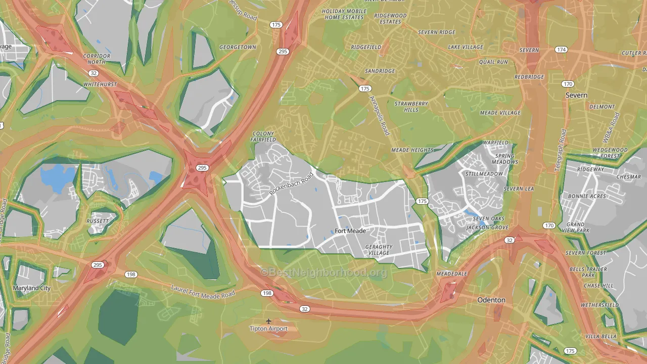 20755, MD Map of Noise Levels in 20755