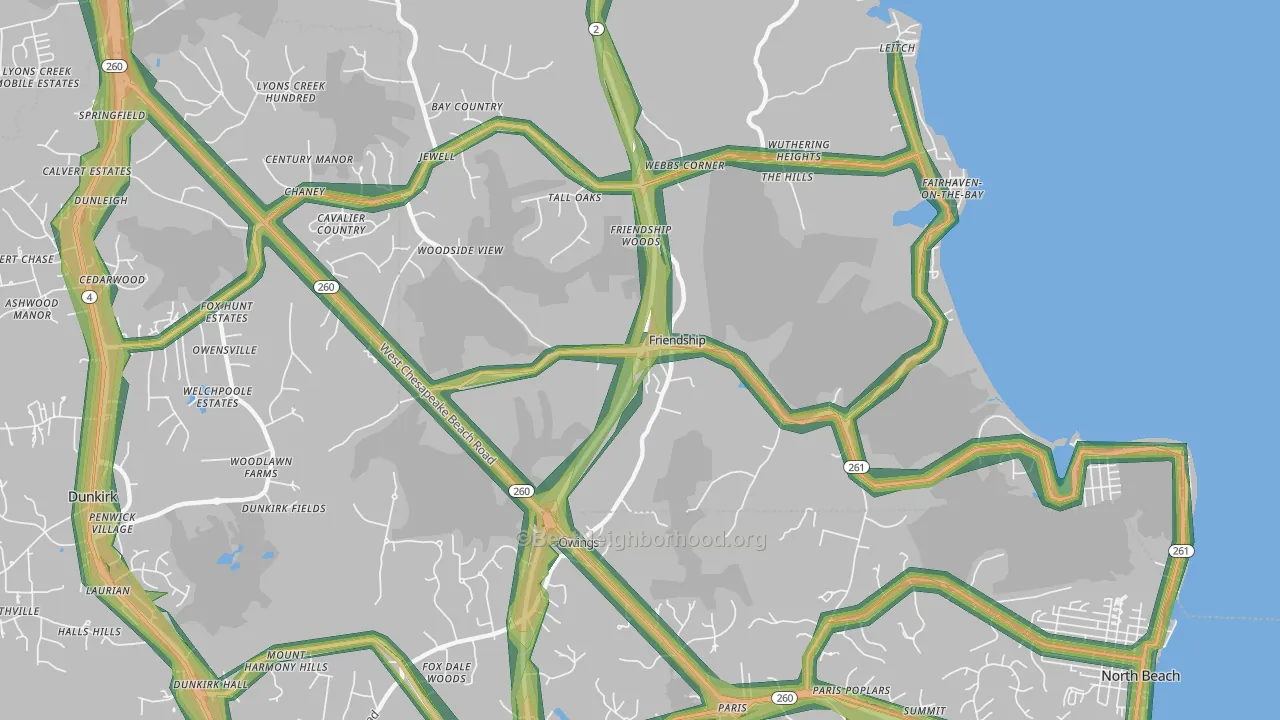 20758, MD Map of Noise Levels in 20758