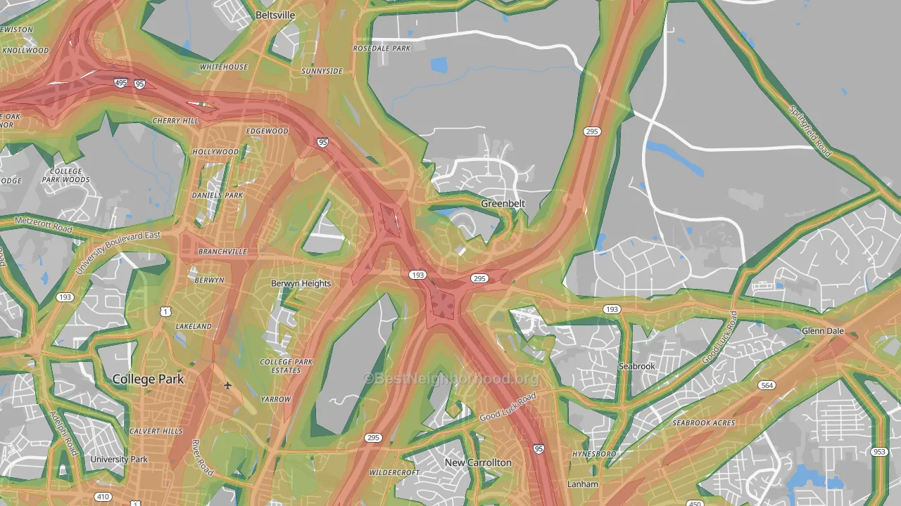20770, MD Map of Noise Levels in 20770