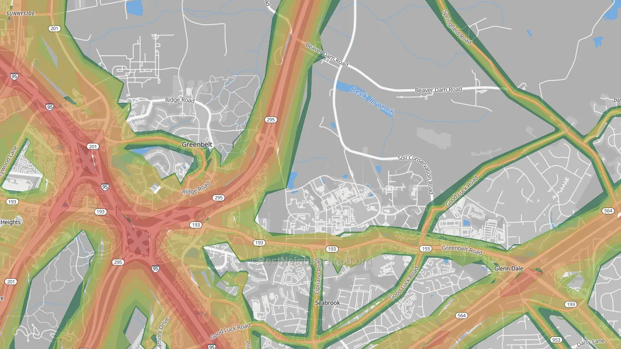 20771, MD Map of Noise Levels in 20771