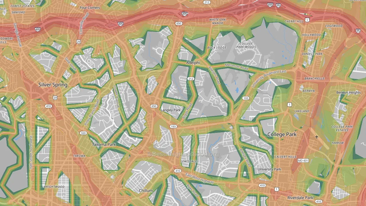 20783, MD Map of Noise Levels in 20783
