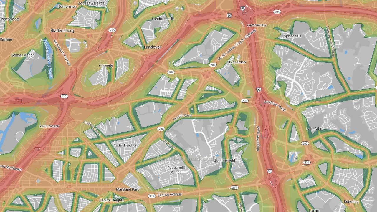 20785, MD Map of Noise Levels in 20785
