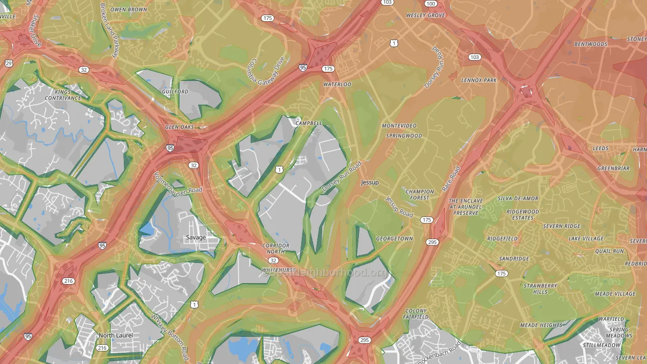 20794, MD Map of Noise Levels in 20794