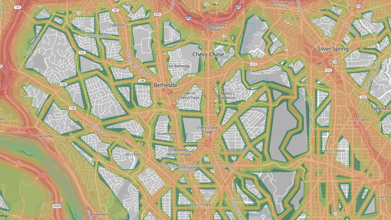 20815, MD Map of Noise Levels in 20815